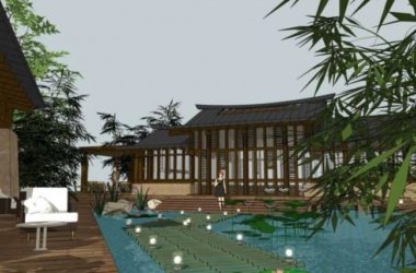 Sketchup酒店模型|酒店庭院，中式风格-BIM建筑网