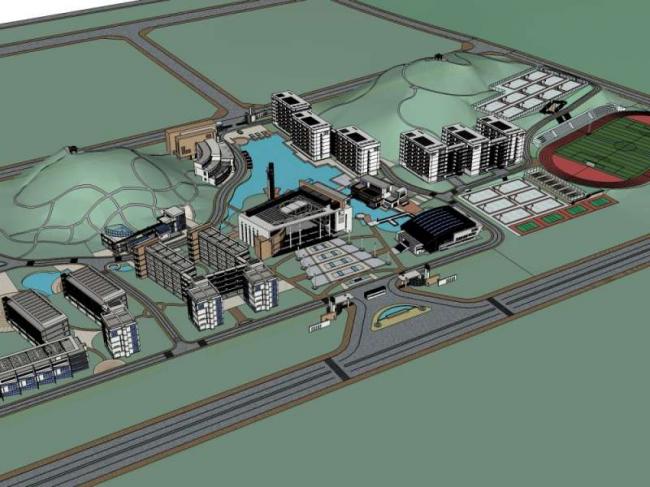 Sketchup学校模型|多层学校，校园教育建筑，现代风格