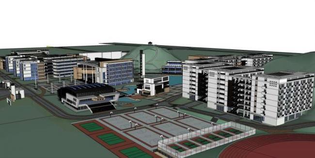 Sketchup学校模型|多层学校，校园教育建筑，现代风格