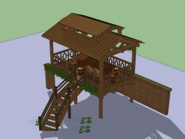 Sketchup小品模型|亭子，中式风格，小品