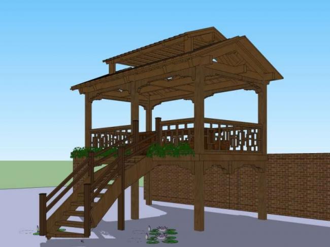Sketchup小品模型|亭子，中式风格，小品