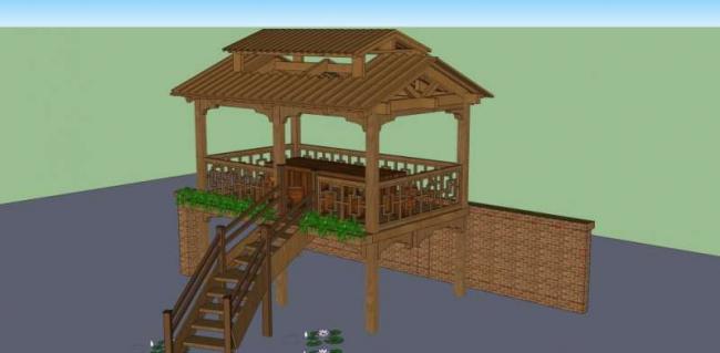 Sketchup小品模型|亭子，中式风格，小品