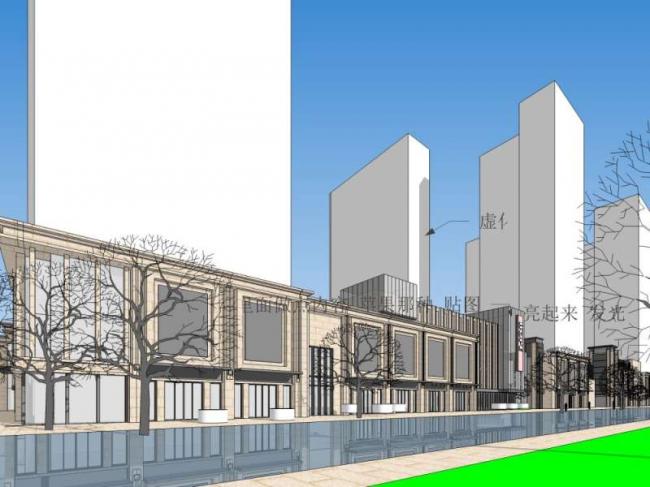 Sketchup商业模型|多层商业街，古典风格