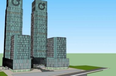 Sketchup办公模型|超高层办公楼，底层商业，现代风格-BIM建筑网