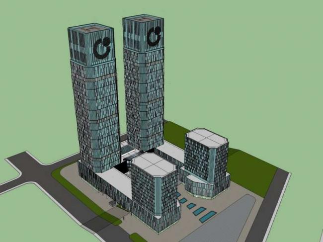 Sketchup办公模型|超高层办公楼，底层商业，现代风格