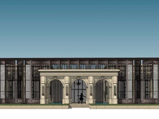 Sketchup商业模型|多层售楼处，古典风格