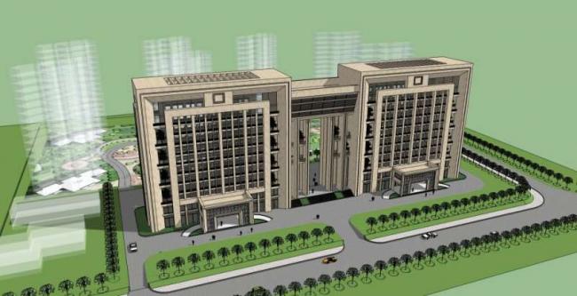 Sketchup办公模型|多层办公楼，古典风格