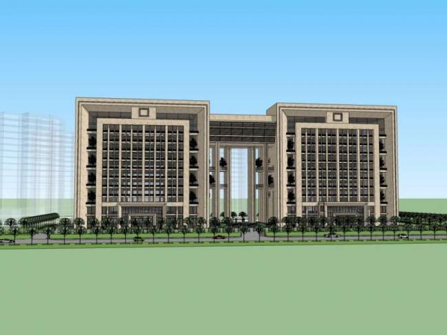 Sketchup办公模型|多层办公楼，古典风格