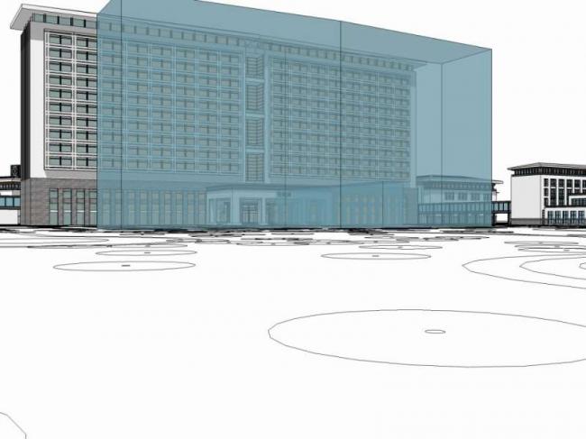 Sketchup医院模型|多高层医院，医疗建筑，中式风格