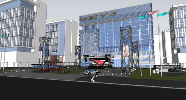 Sketchup办公模型|高层产业园，现代义风格，办公楼