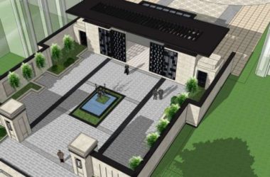 Sketchup住宅模型|小区入口，现代中式风格-BIM建筑网