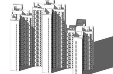 Sketchup住宅模型|十字平面联排高层住宅，现代风格-BIM建筑网