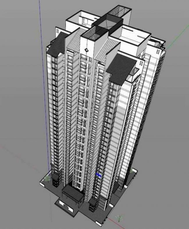 Sketchup住宅模型|超高层住宅楼，现代中式