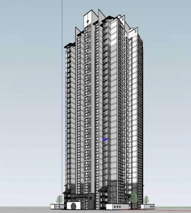 Sketchup住宅模型|超高层住宅楼，现代中式