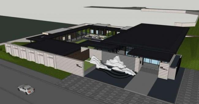 Sketchup住宅模型|低层售楼处，商业建筑，现代风格