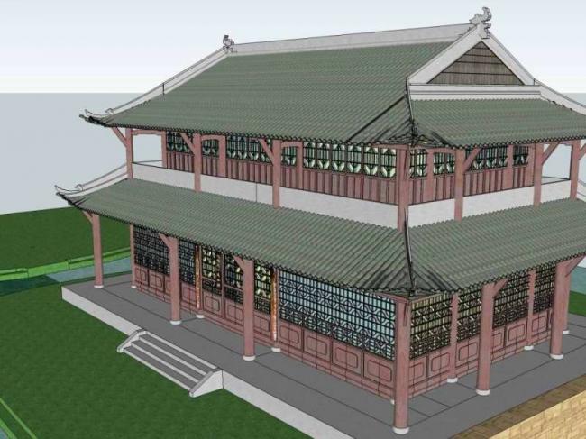 Sketchup古建筑模型|多层三苏祠云屿楼，中式风格，古建