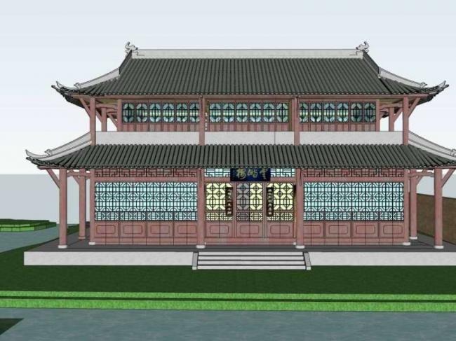 Sketchup古建筑模型|多层三苏祠云屿楼，中式风格，古建