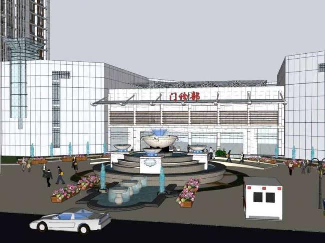 Sketchup医院模型|多层高层混合惠山区人民医院，医疗建筑，现代风格