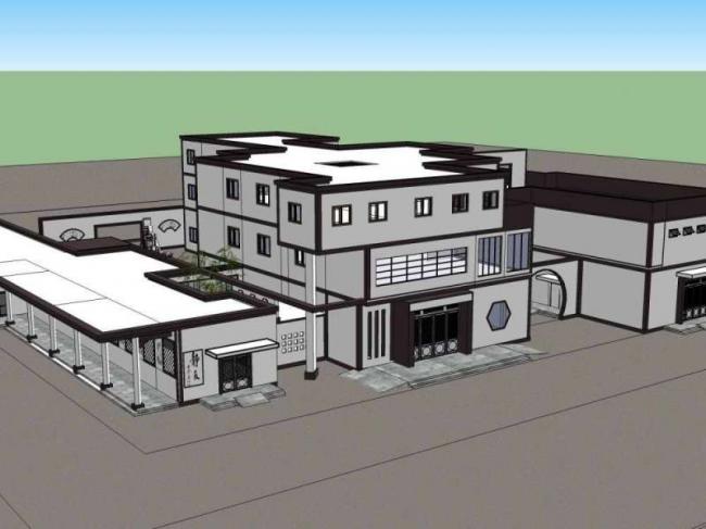 Sketchup医院模型|多层医院，医疗建筑，现代中式风格