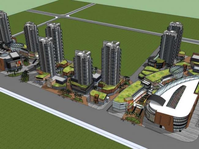 Sketchup综合体模型|高层公寓住宅 ，商业，多高层综合体，现代风格