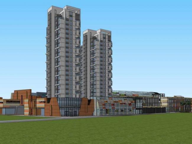 Sketchup综合体模型|高层公寓住宅 ，商业，多高层综合体，现代风格
