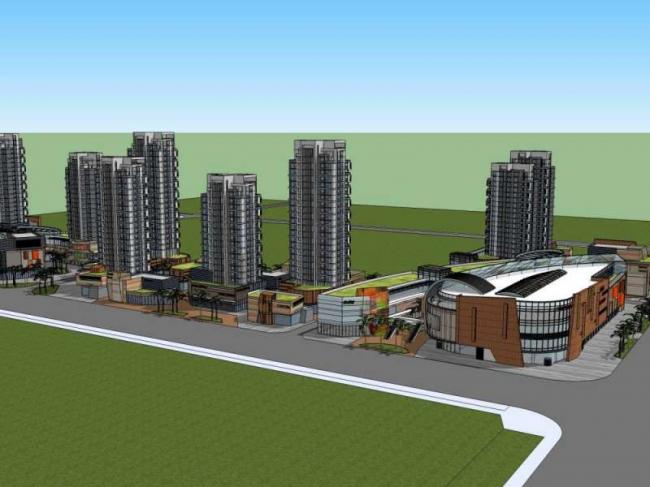 Sketchup综合体模型|高层公寓住宅 ，商业，多高层综合体，现代风格