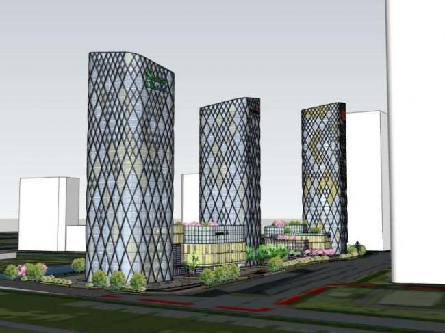 Sketchup综合体模型|高层办公楼，底层商业，酒店，综合体，现代风格