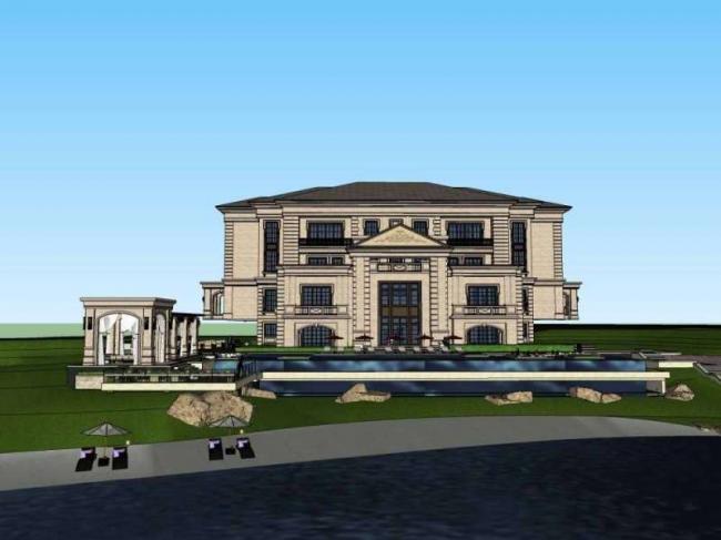 Sketchup住宅模型|多层售楼处，住宅，法式古典风格