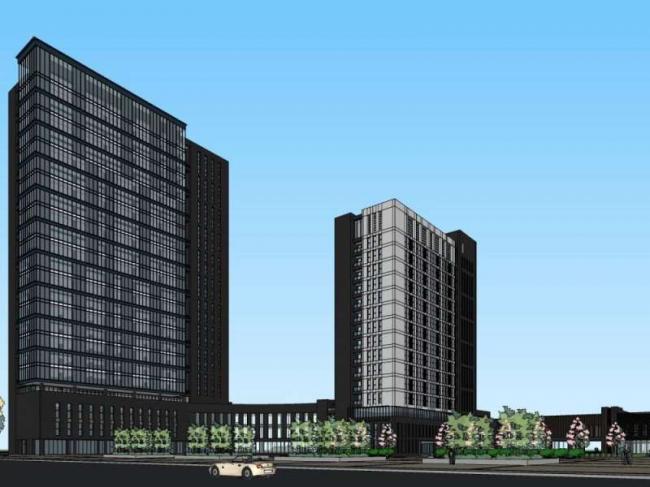 Sketchup办公模型|高层电子电器产业园科研楼，办公楼，现代风格