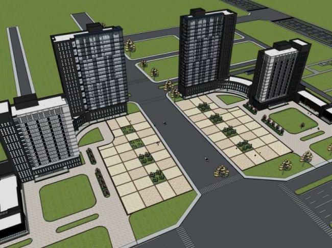 Sketchup办公模型|高层电子电器产业园科研楼，办公楼，现代风格