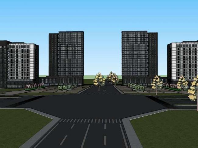 Sketchup办公模型|高层电子电器产业园科研楼，办公楼，现代风格