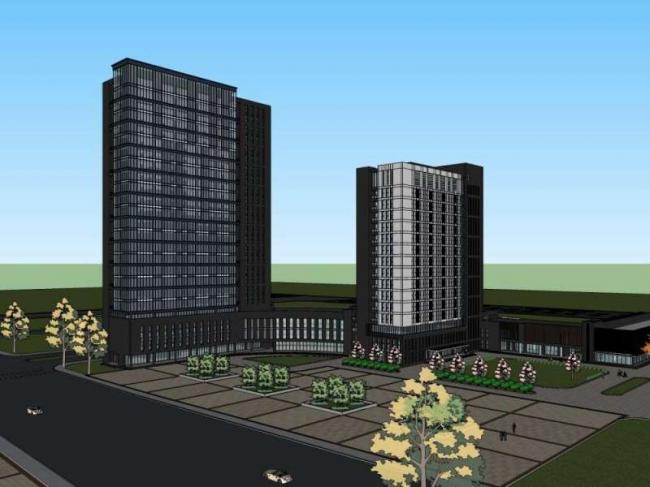 Sketchup办公模型|高层电子电器产业园科研楼，办公楼，现代风格