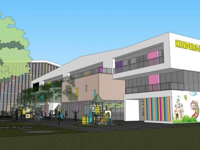 Sketchup学校模型|多层南昌县第三幼儿园，校园教育建筑，现代风格