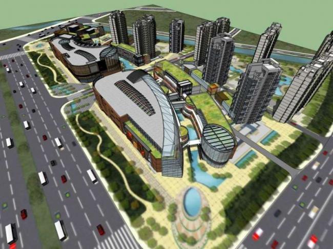Sketchup商业模型|多层商业中心，现代风格