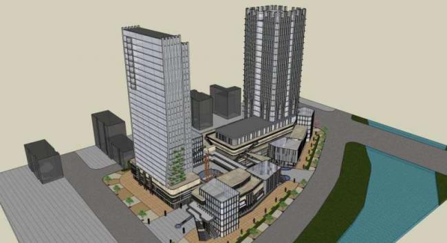 Sketchup综合体模型|多高层综合体，办公楼 ，商业，现代风格