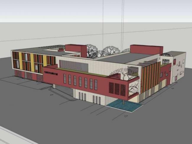 Sketchup学校模型|多层天府世家北侧幼儿园学校，教育建筑，现代风格