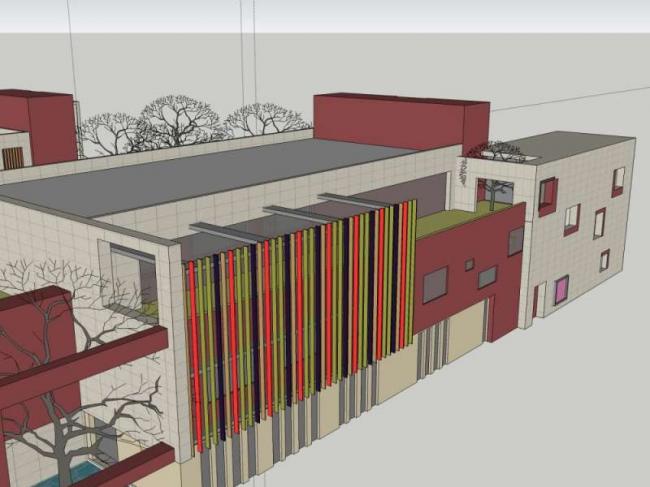 Sketchup学校模型|多层天府世家北侧幼儿园学校，教育建筑，现代风格