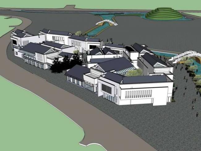 Sketchup商业模型|多层商业街，步行街，中式风格