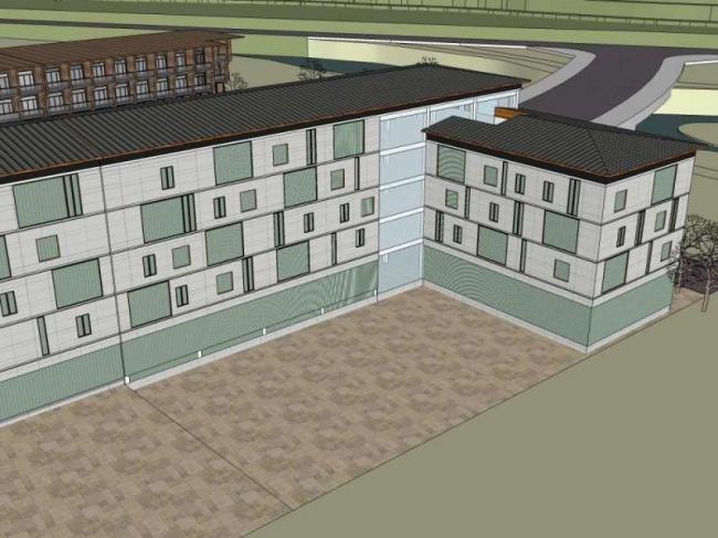 Sketchup办公模型|多层银行建筑，办公楼，古典风格