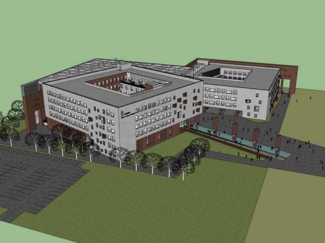 Sketchup学校模型|多层大学建筑院，校园教育建筑，现代风格