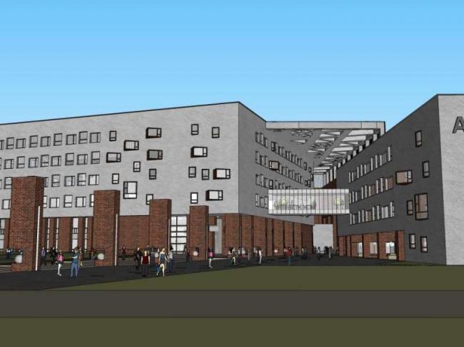 Sketchup学校模型|多层大学建筑院，校园教育建筑，现代风格