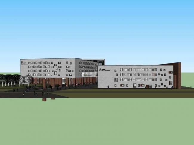 Sketchup学校模型|多层大学建筑院，校园教育建筑，现代风格