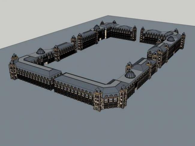 Sketchup商业模型|多层商业街，古典风格