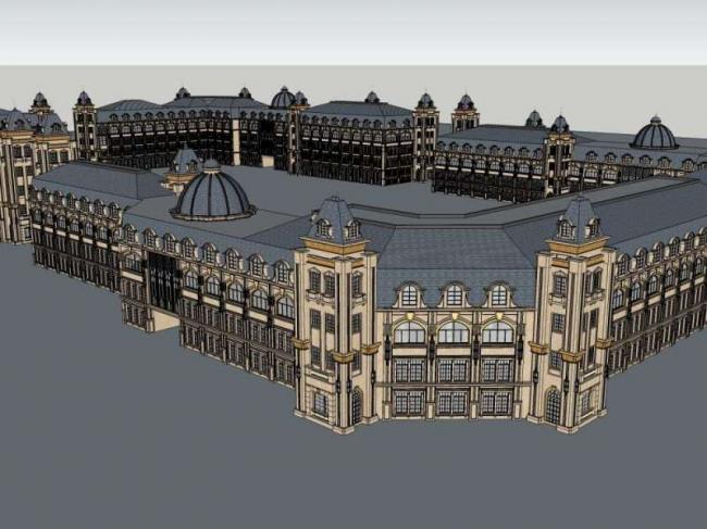 Sketchup商业模型|多层商业街，古典风格