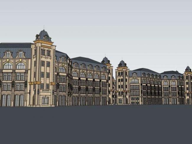 Sketchup商业模型|多层商业街，古典风格