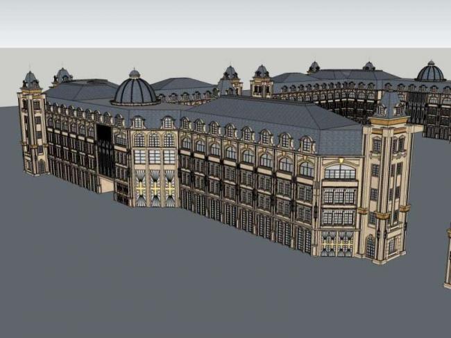 Sketchup商业模型|多层商业街，古典风格