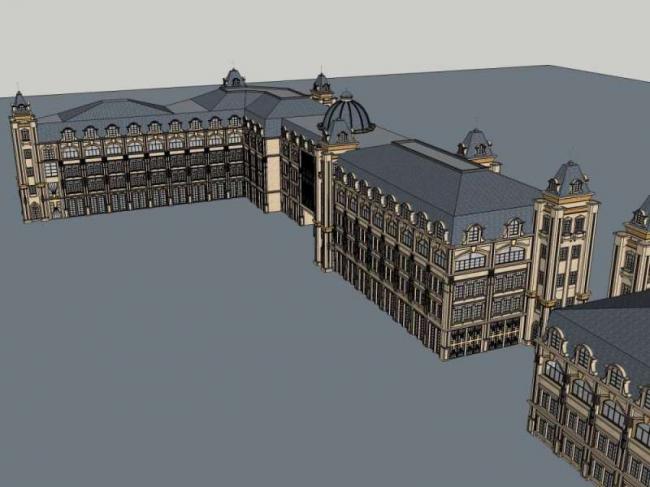 Sketchup商业模型|多层商业街，古典风格