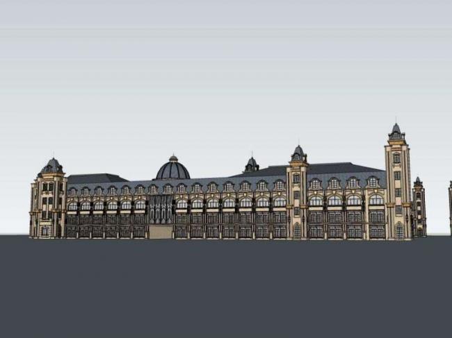 Sketchup商业模型|多层商业街，古典风格