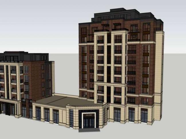 Sketchup住宅模型|多层住宅，沿街商业，西式古典风格