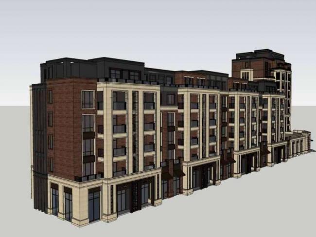 Sketchup住宅模型|多层住宅，沿街商业，西式古典风格